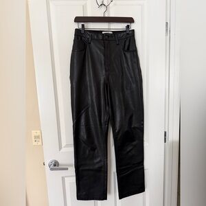 Abercrombie & Fitch “The ‘90s Straight Ultra High Rise” Black Leather Pants